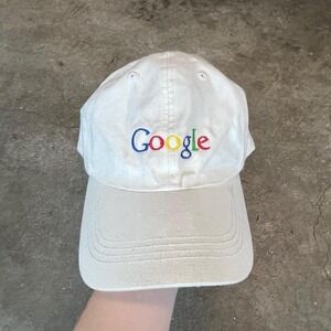 Google Embroidered‎ Baseball Cap White Adjustable Strap Casual Cotton